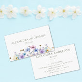 エレガントフローラ水彩ワイルドフラワーミニマル 名刺