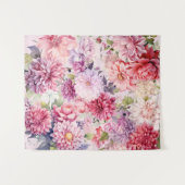 エレガントフローラ水彩写真の背景 タペストリー (正面(横))