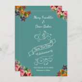 エレガントフローラ水彩庭園の結婚式 セーブザデート (正面/裏面)