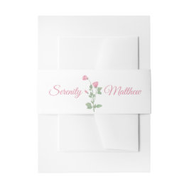 エレガントフローラ水彩桃色結婚花 招待状ベリーバンド