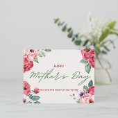 エレガントフローラ水彩母のデイカード – ピンク 箔シーズンポストカード (立ち正面)