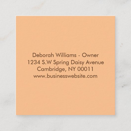 エレガントフローラ水彩犬グルーミングサービス スクエア名刺 (裏面)