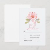 エレガントフローラ水彩結婚式RSVPカード 出欠カード (正面/裏面)