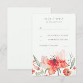 エレガントフローラ水彩結婚式RSVPカード 出欠カード (正面/裏面)