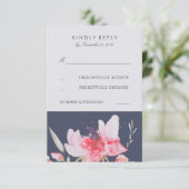 エレガントフローラ水彩結婚式RSVPカード 出欠カード (スタンド正面)