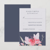 エレガントフローラ水彩結婚式RSVPカード 出欠カード (正面/裏面)