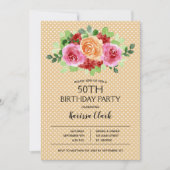 エレガントフローラ水彩誕生日招待状 (正面)