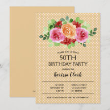 エレガントフローラ水彩誕生日招待状