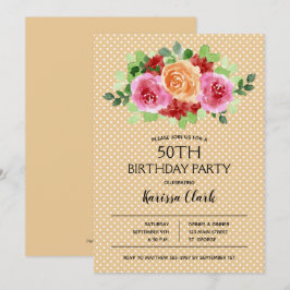 エレガントフローラ水彩誕生日招待状