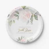 エレガントフローラ水彩金ゴールドブライダルシャワー ペーパープレート (正面)