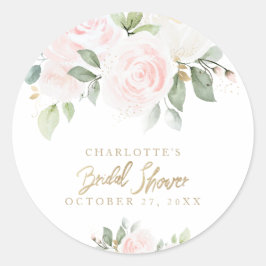エレガントフローラ水彩金ゴールドブライダルシャワー ラウンドシール