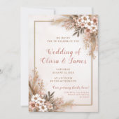 エレガントフローラ水結婚色デザイン 招待状 (正面)