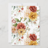 エレガントフローラ水色オレンモダンジュ結婚ン 招待状 (裏面)