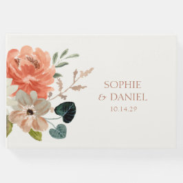 エレガントフローラ水色カップルイニシャル結婚ズ ゲストブック