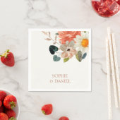 エレガントフローラ水色カップルイニシャル結婚ズ スタンダードカクテルナプキン (インサイチュ)