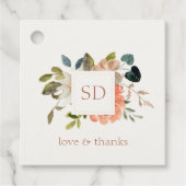 エレガントフローラ水色カップルイニシャル結婚ズ フェイバータグ (正面)