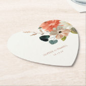 エレガントフローラ水色カップルイニシャル結婚ズ ペーパーコースター (アングル)