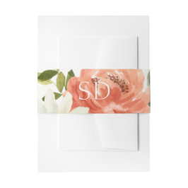 エレガントフローラ水色カップルイニシャル結婚ズ 招待状ベリーバンド