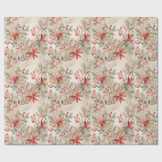 エレガントフローラ水色クリスマス ラッピングペーパー (フラット)