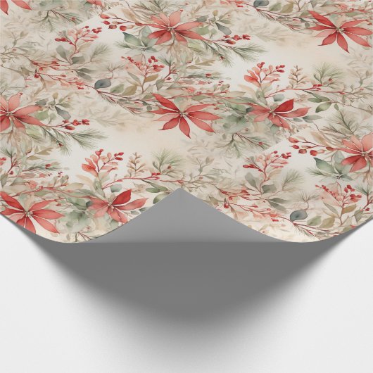 エレガントフローラ水色クリスマス ラッピングペーパー (角)