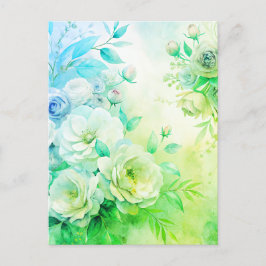 エレガントフローラ水色サンキューカードカスタム ポストカード