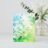 エレガントフローラ水色サンキューカードカスタム ポストカード (スタンド正面)