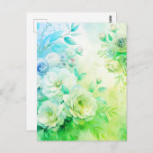 エレガントフローラ水色サンキューカードカスタム ポストカード (正面/裏面)