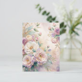 エレガントフローラ水色サンキューカードカスタム ポストカード (スタンド正面)