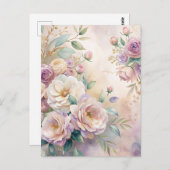 エレガントフローラ水色サンキューカードカスタム ポストカード (正面/裏面)