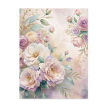 エレガントフローラ水色サンキューカードカスタム