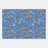 エレガントフローラ水色デカップギフト ラッピングペーパーシート (正面2)