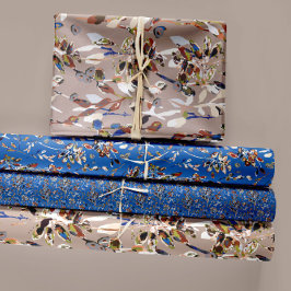 エレガントフローラ水色デカップギフト ラッピングペーパーシート