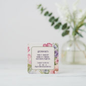 エレガントフローラ水色トレンディーピフェミニンンク スクエア名刺 (スタンド正面)