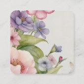 エレガントフローラ水色トレンディーピフェミニンンク スクエア名刺 (裏面)