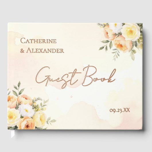 エレガントフローラ水色バラ結婚 ゲストブック (正面)