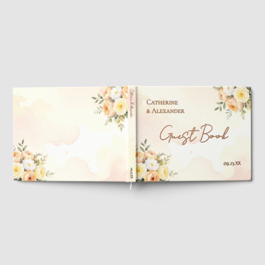 エレガントフローラ水色バラ結婚 ゲストブック (全面)