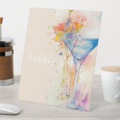 エレガントフローラ水色ブライダルシャワー標識 台座サイン (インサイチュ)