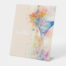 エレガントフローラ水色ブライダルシャワー標識 台座サイン