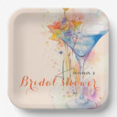 エレガントフローラ水色ブライダルシャワー ペーパープレート (正面)