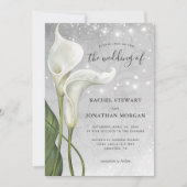 エレガントフローラ水色ホワイトカラリリー結婚ズ 招待状 (正面)