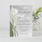 エレガントフローラ水色ホワイトカラリリー結婚ズ 招待状 (スタンド正面)