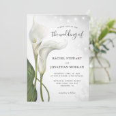 エレガントフローラ水色ホワイトカラリリー結婚ズ 招待状 (スタンド正面)