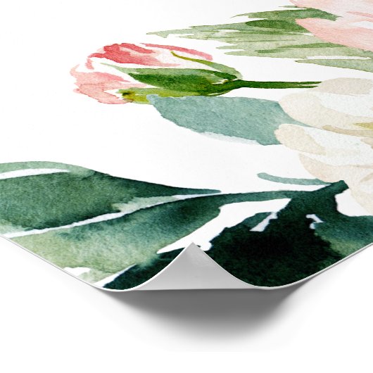 エレガントフローラ水色 |結婚の案内記号 ポスター (角)