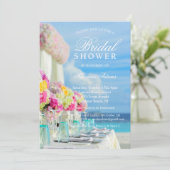 エレガントフローラ海ビーチ夏ブライダルシャワー 招待状 (スタンド正面)