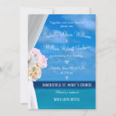 エレガントフローラ海ビーチ夏結婚の式典 招待状 (正面)