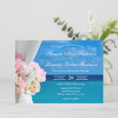 エレガントフローラ海ビーチ結婚式招待状 招待状 (スタンド正面)