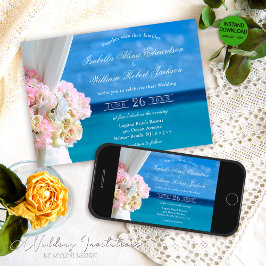 エレガントフローラ海ビーチ結婚式招待状 招待状