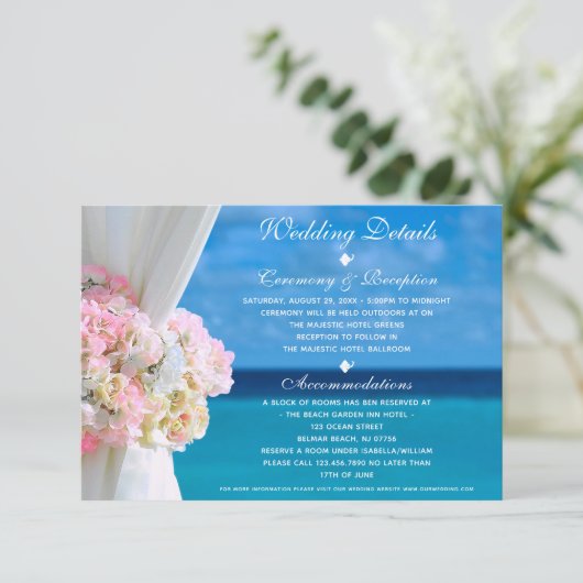 エレガントフローラ海ビーチ結婚式詳細カード 招待状 (スタンド正面)