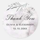 エレガントフローラ淡い色のダスティ結婚パープル感謝してい君 ラウンドシール (正面)