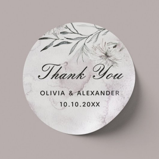 エレガントフローラ淡い色のダスティ結婚パープル感謝してい君 ラウンドシール